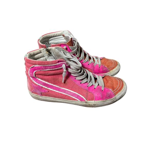 Golden Goose High Top Sneakers Pink Canvas and Leather. Size 40 (9.5-10)